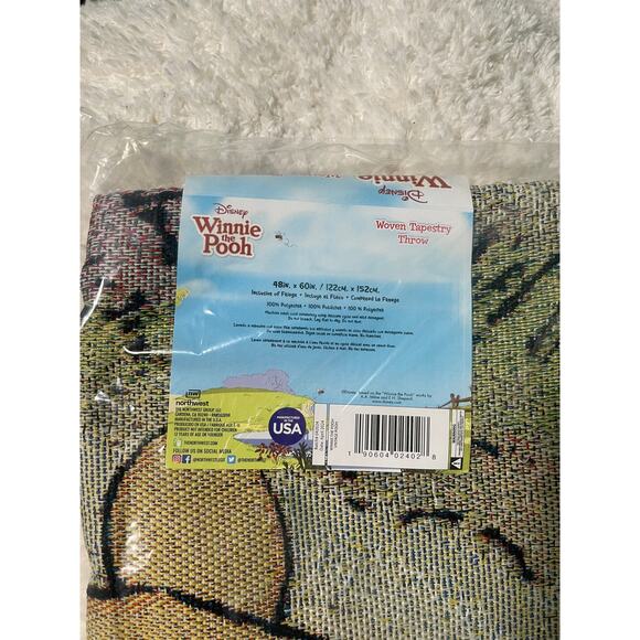 Disney Winnie The Pooh Vintage Pooh Woven Tapestry Throw Blanket NEW - Picture 4 of 7